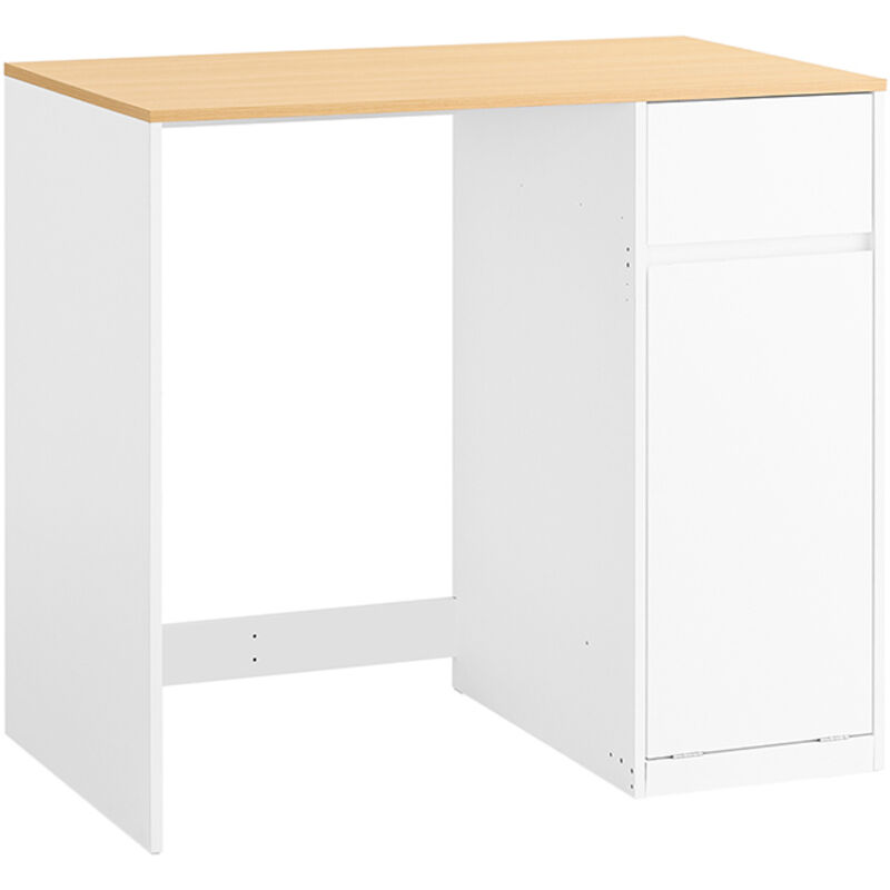 Sobuy – Meuble machine à laver avec tiroir et panier à linge – Armoire en bois blanc 100 x 60 x 90 cm – Capacité 49 kg – BZR217WN