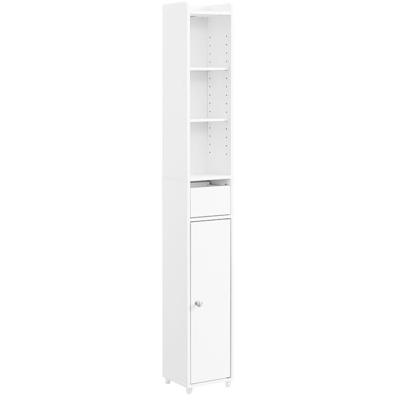 SoBuy Badezimmerschrank mit einer Schublade Weiß 20x17x145cm Minimalistisch