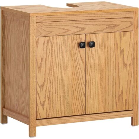 Sobuy – Meuble sous-lavabo 2 étages BZR98N – Réglable avec 2 portes – Bois MDF E1 – Dimensions L60 x P35 x H60 cm – Capacité 25 kg