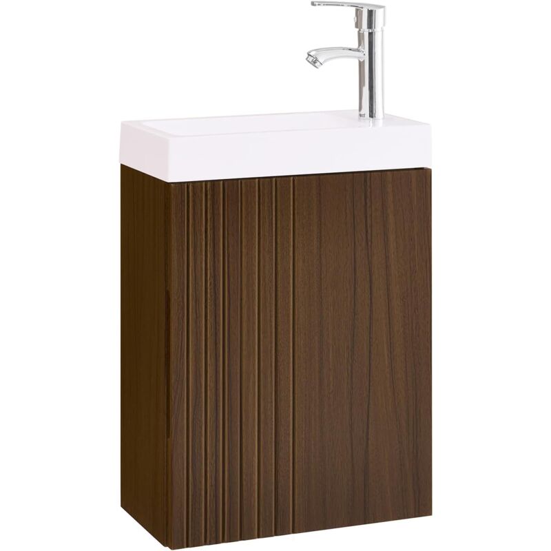 Meuble Suspendu avec Lavabo Armoire de salle de bain avec Lavabo Meuble salle de bain avec vasque Ensemble de Lavabo Meuble Lave-Mains, Marron,