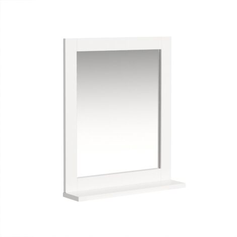 Sobuy – Miroir simple de salle de bain L40cm x H49cm – Bois MDF laqué blanc résistant à l'humidité – Fixation murale – FRG129W