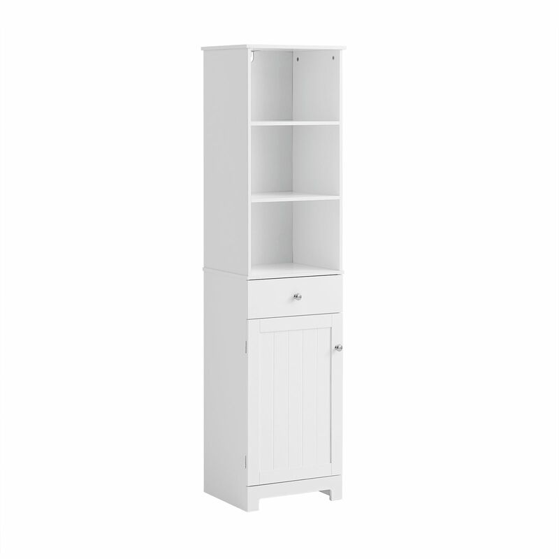 Sobuy - Mobile Alto Colonna Bagno salvasapzio con cassetto e armadietto L40P35A161cm Bianco BZR17-W