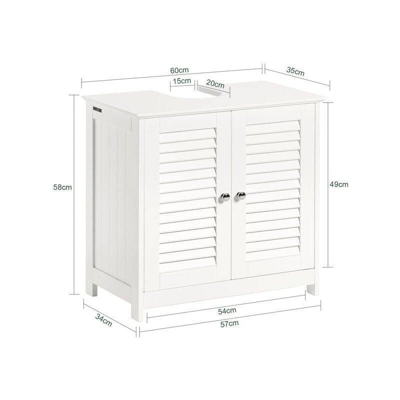 Mobile Base Per Lavabo.Sobuy Mobile Base Per Lavabo Con 2 Ante In Stile Tapparelle Bianco Frg237 W