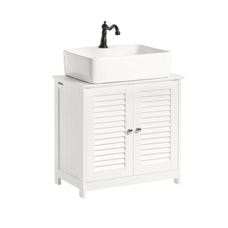 Mobile Base Lavabo Bagno.Sobuy Mobile Base Per Lavabo Con 2 Ante In Stile Tapparelle Bianco Frg237 W