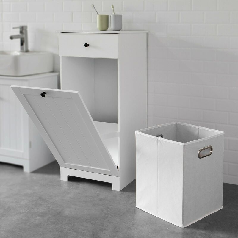 Mobile Colonna Bagno Con Portabiancheria.Sobuy Mobile Porta Biancheria Per Bagno Con Cassetto E Cesto Biancheria Sporca L40 P38 A90cm Bianco Bzr21 W