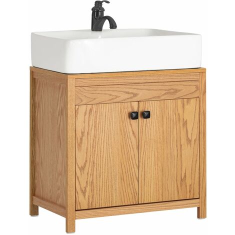 SoBuy Mobile sottolavabo con 2 ante Mobile bagno Mobiletto per lavandino (senza lavandino) 60x35x60cm BZR98-N SoBuy Naturale
