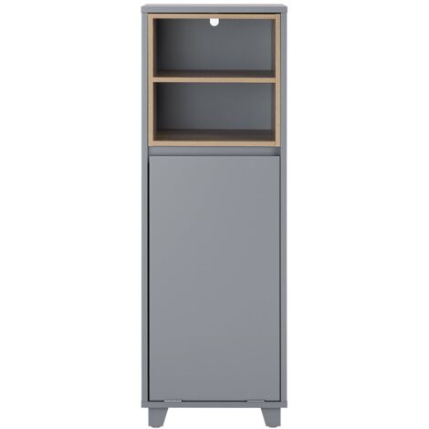 SoBuy Mobiletto da bagno con cesto portabiancheria Mobiletto salvaspazio Cassettiera Bagno 35x30x105cm Grigio BZR146-DG