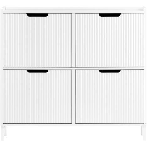 SoBuy Mobiletto portascarpe scarpiera mobile ingresso salvaspazio Regolabili Bianco 100x19x91cm 4 ante FSR177-L-W