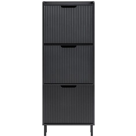 SoBuy Mobiletto portascarpe scarpiera mobile ingresso salvaspazio Regolabili Nero 50x19x130cm 3 ante FSR177-H-SCH