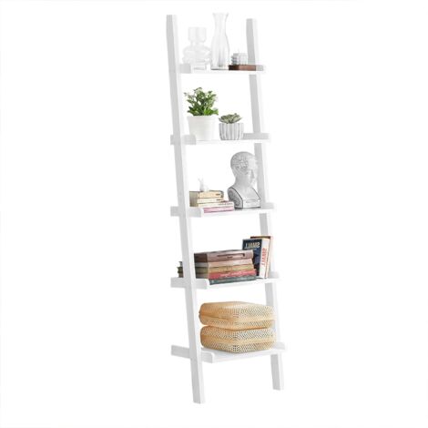 SoBuy Modern 5-tier Bookcase Wood Storage Shelves White ,FRG17-W