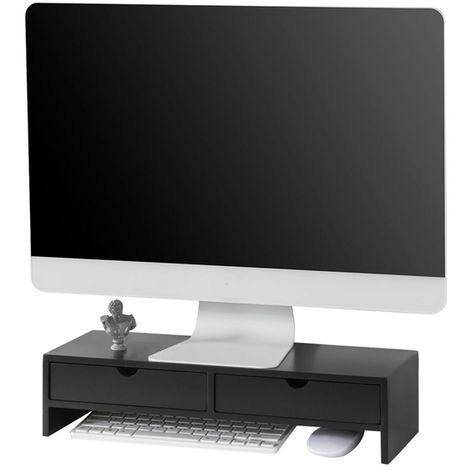 SoBuy Monitor Stand Riser 2 Drawers Computer Screen Riser Desk Organizer Black,BBF02-SCH