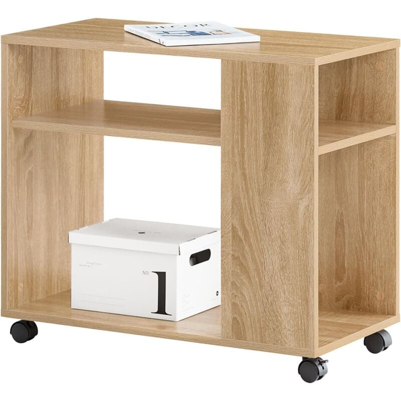 Sobuy - Movable Storage Side Table with 2 Tiers Bookcase,FBT34-N