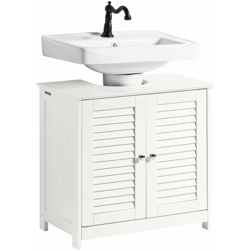 

Sobuy - FRG237-II-W Mueble para Debajo del Lavabo Armario de Baño de Suelo 2 Estante y 2 Puertas Correderas 57 * 35 * 58 cm ES