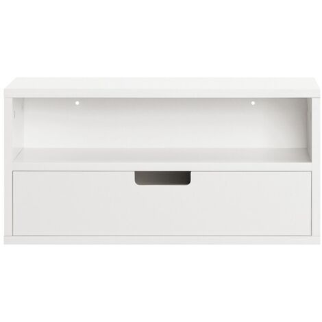 SoBuy NKD03-W Nachttisch hängend Bettablage zum einhängen Nachtregal für Mobiltelefon Nachtschrank Schweberegal Wandschrank Hängeschrank BHT ca. 45x22x25cm