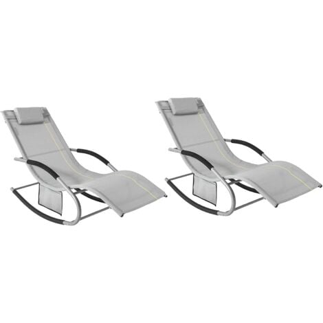 SoBuy OGS28-HBx2 Lot de 2 Fauteuils à Bascule avec Repose-Pieds - Turquoise
