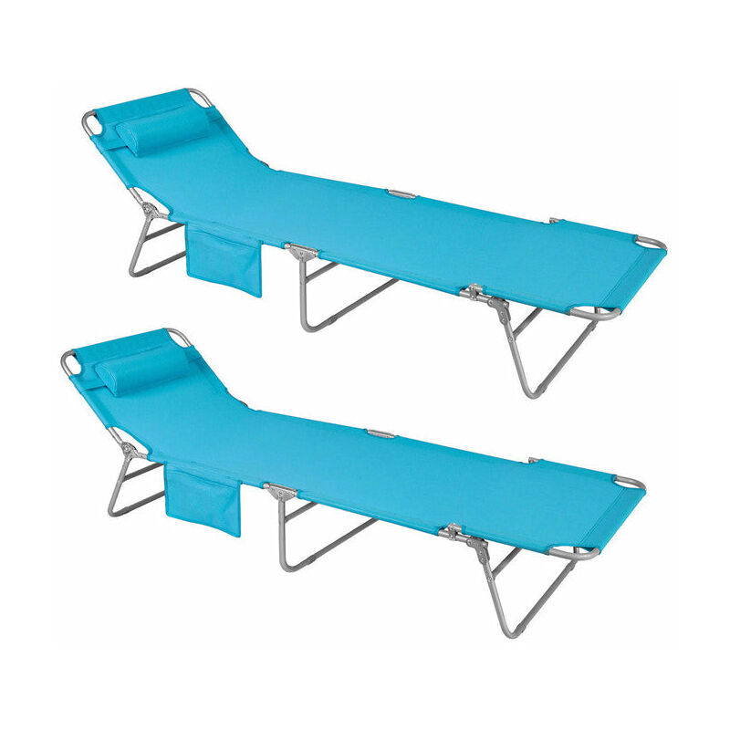 

OGS35-Bx2,Set de 2 tumbonas, Tumbona inclinable de acero plegable con almohada playa piscina Jardín mecedora,ES - Sobuy