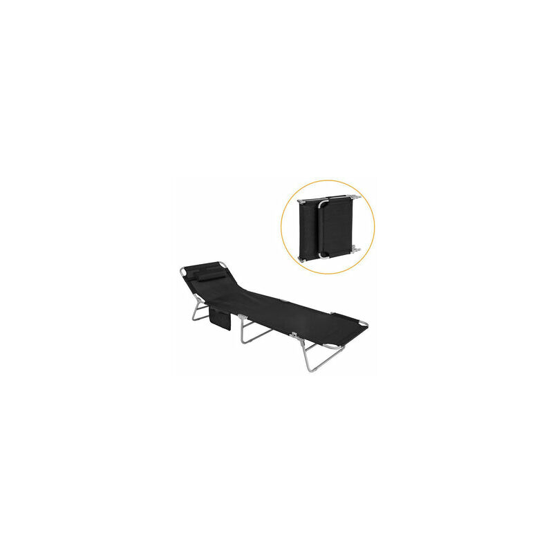 

® Tumbona inclinable de acero color negro plegable con almohada playa piscina Jardín mecedora,OGS35-SCH,ES - Sobuy