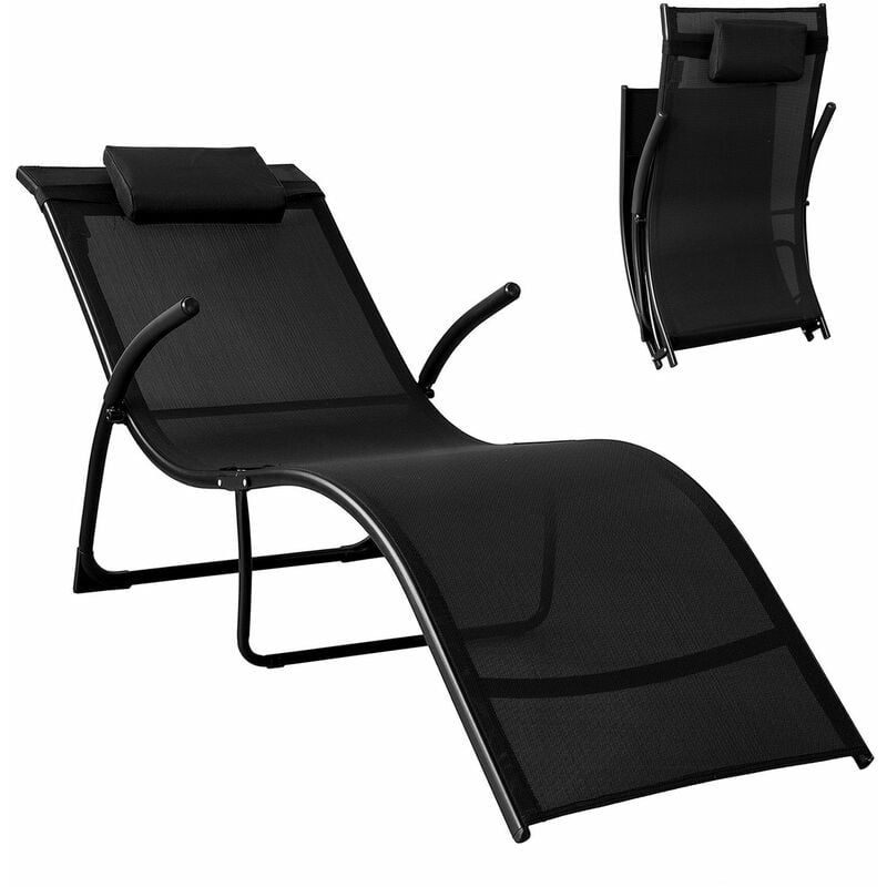 

OGS45-SCH Tumbona Plegable con Almohada,Malla Transpirable Teslin,ES - Sobuy