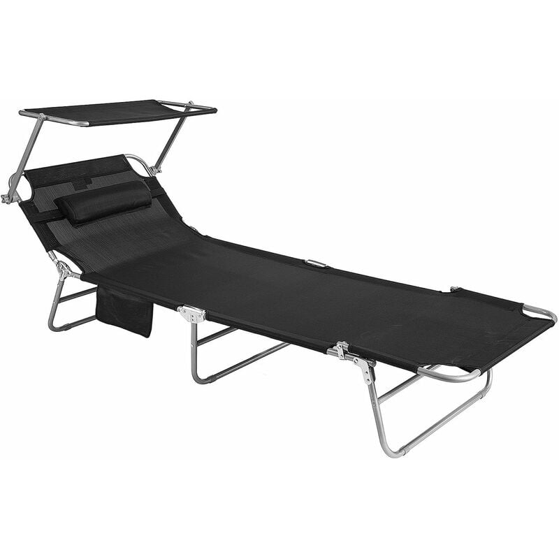 

OGS48-SCH Tumbona, Tumbona de Relación con Respaldo Reclinable y Parasol, Tumbona Plegable - Sobuy