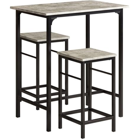SoBuy OGT10-HG Bartisch Set 3-teilig Bistrotisch mit 2 Stühlen Esstisch Sitzgruppe grau