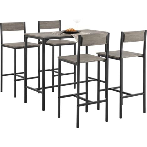 SoBuy OGT14-N Bartisch Set 5-teilig Sitzgruppe Esstisch Bistrotisch mit 4 Hockern Stehtisch