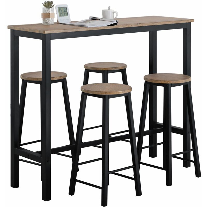 

SoBuy OGT22-SCH Juegos de Muebles Altas 1 Comedor Mesa Alta y 4 Taburetes de Bar ES