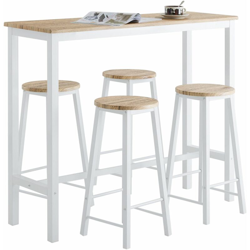 

SoBuy OGT22-WN Juegos de Muebles Altas 1 Comedor Mesa Alta y 4 Taburetes de Bar ES