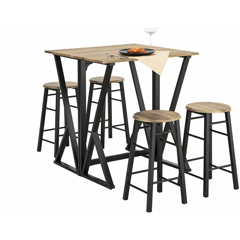 

SoBuy OGT24-N Set Mesa Alta Plegable y 4 Taburetes Desayuno Muebles Bar Comedor ES (4 Taburetes)