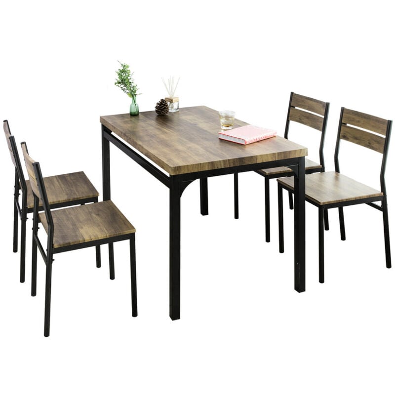 

SoBuy OGT28-N+FST72x4 Conjunto de Mesa y 4 Sillas de Comedor Sala Cocina Restaurante ES