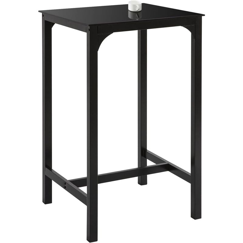 OGT38-SCH Table de Bar Carrée Table de Salle à Manger Plateau en Verre Pieds en Acier Robuste – Noir - Sobuy