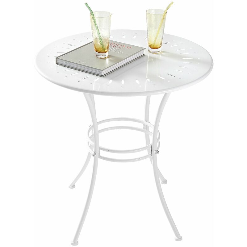 

SoBuy OGT46-W Mesa de jardín Redonda Ø 70 cm Mesa de bistró Mesa Redonda para Cocina o Patio Exterior, jardín, balcón y Patio, Mesa de Hierro para