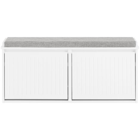 SoBuy Panca da ingresso Scarpiera con cuscino Scarpiera con 4 ripiani Bianco 100x26x46cm FSR98-XL-W