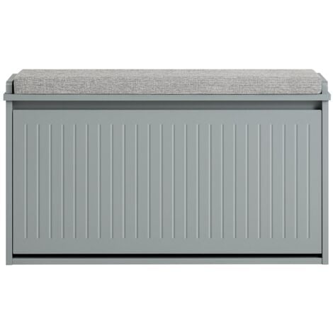 SoBuy Panca scarpiera, Scarpiera con patta e cuscino per scarpe, Grigio 80x26x45cm FSR98-L-HG