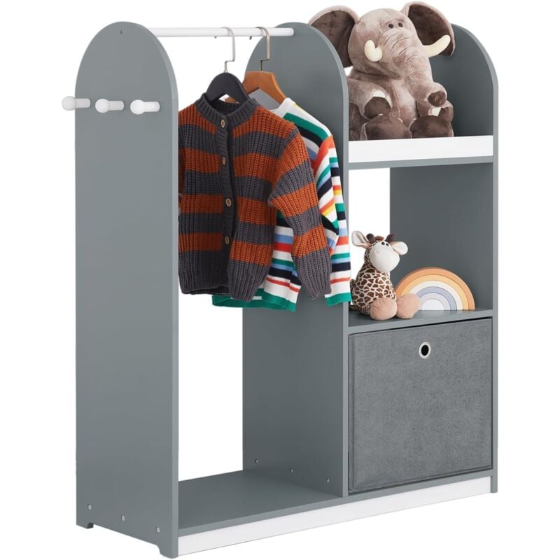 Sobuy - Penderie pour Enfants, Garde-robe Enfants, Portant Vêtements Chambre Enfant, Porte-Vêtement pour Enfants, Porte-Manteau avec 3 Étagères, 1