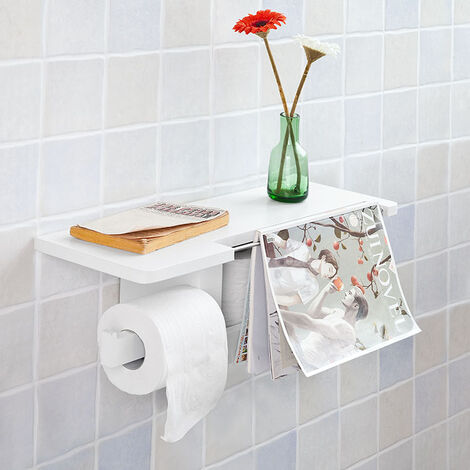 SoBuy Porta carta igienica da bagno con supporto,bianco, FRG175-W