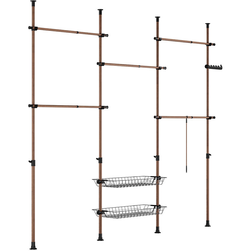 SoBuy Portemanteau sur pied à 2 étagères Marron 331,8x37x295cm Fonctionnel KLS04-II-BR