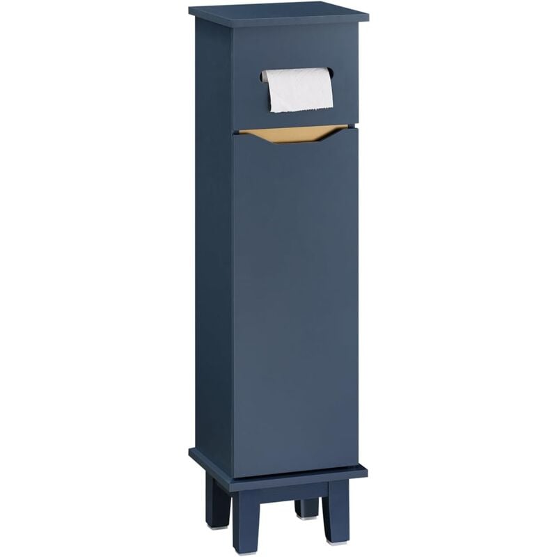 Porte Papier Toilette étroit, Meuble wc, Support Papier Toilette, Armoire Toilettes, 1 Porte, Bleu, BZR192-B - Sobuy