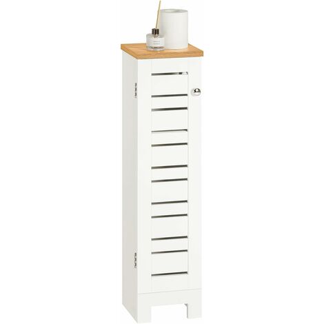 Sobuy – Porte-papier toilette vertical étroit en bois MDF laqué – Dimensions 20x18x75 cm – Installation facile – BZR85W