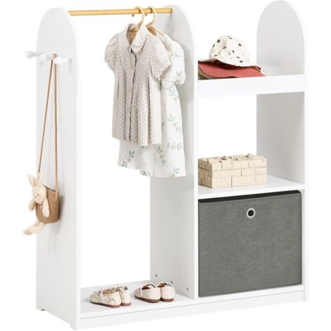 Sobuy – Porte-manteau enfants KMB40W – Bois MDF et bambou – Dimensions 97x35x108 cm – Charge maximale 50 kg – 3 étagères et 3 crochets