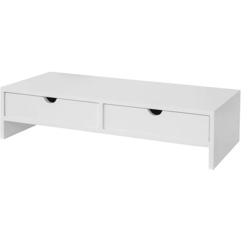Sobuy – Réhausseur d'écran ergonomique pour PC portable – Dimensions 47x18x11cm – Bois MDF laqué blanc – Capacité 10kg – BBF02W