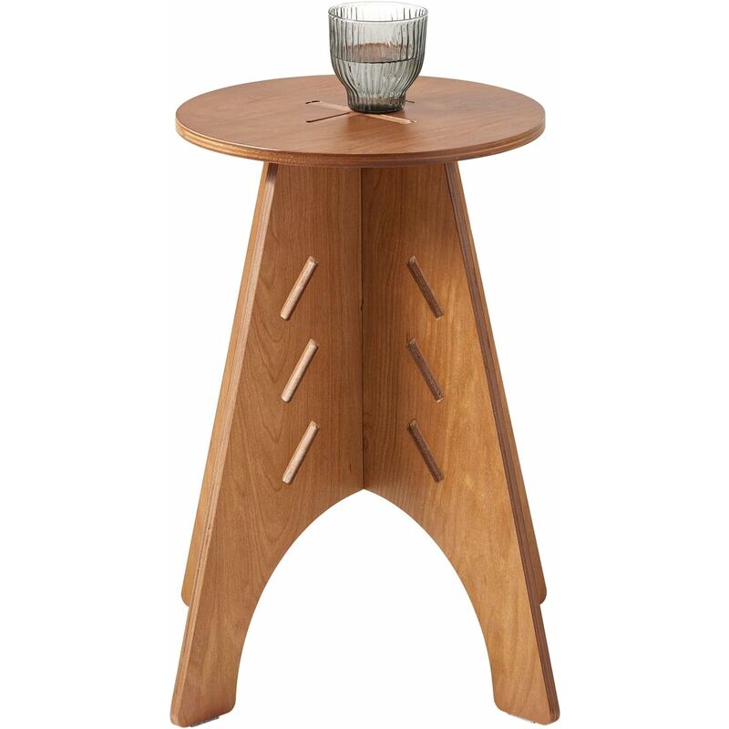 Round Side Table Coffee Table Sofa Side Table Bedside Table Nightstand In Mortise And Tenon Structure,Hfbt01-K-Br - Sobuy