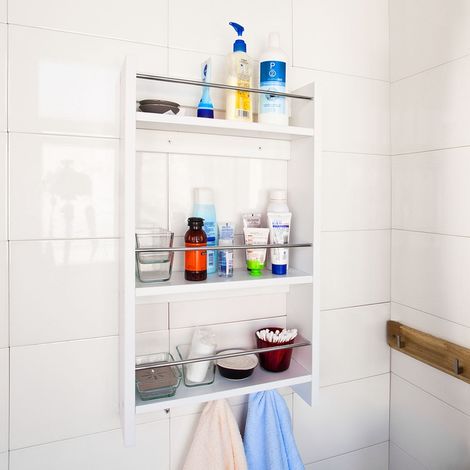 Weare Home moderno in vetro temperato e acciaio inossidabile Materiale doccia mensola bagno da parete resistente Simplicity porta accessori 