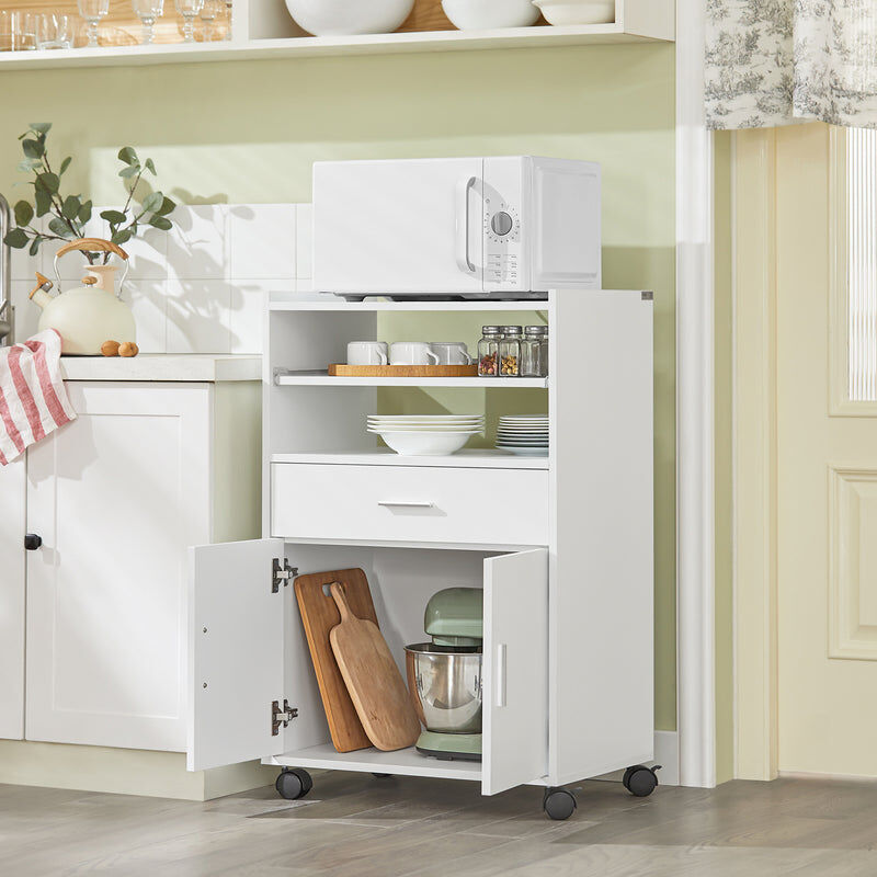 x 36 x 42 cm Bianco con 6 Ganci DoubleBlack Ripiano Microonde Mensola per Microonde Cucina Scaffale Porta Fornetto Salvaspazio Metallo 43-65