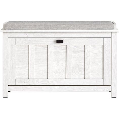 SoBuy Scarpiera Con 1 Anta E 2 Ripiani Scarpiera Con Vano Portaoggetti Panca Ingresso Portascarpe Con Cuscino Bianco 80x29x50cm FSR161-W
