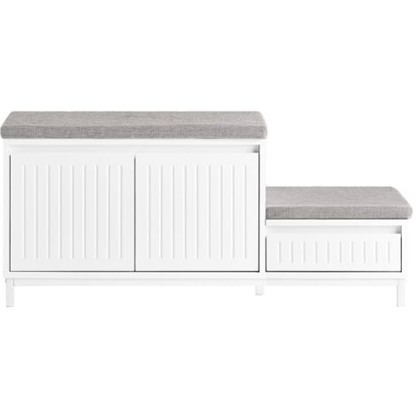 SoBuy Scarpiera con 2 posti Panca con 1 cassetto Panca per ingresso Scarpiera cassettiera per bambini Bianco 100x35x42cm FSR172-W