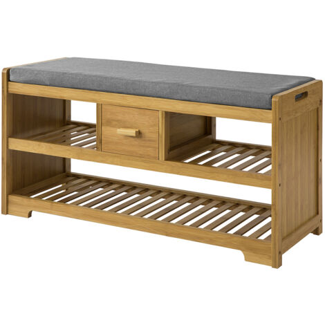 FATORRI Panca Portascarpe Da Ingresso Con Cassetto Ribaltabile – 100x34x45 Cm – Colore Noce E Bianco – In Legno MDF, Capacità 136 Kg Sul Piano