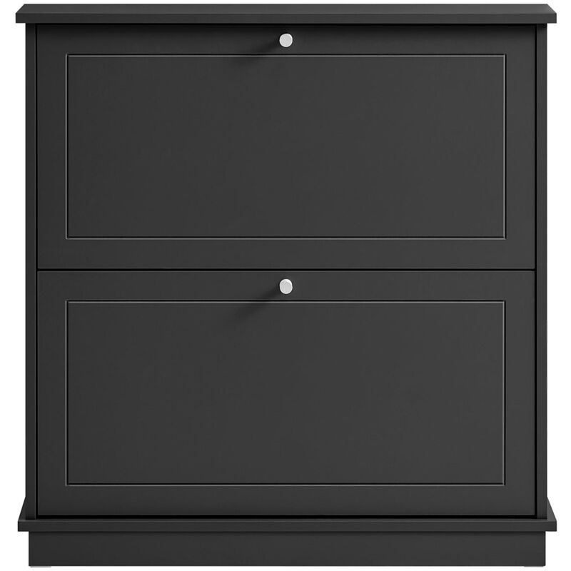 Sobuy - Scarpiera Slim con 2 ante e 2 ripiani Salvaspazio Nero 76x18x79cm FSR99-SCH