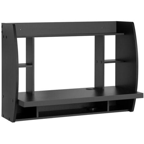 GreenForest Piccola Scrivania Pieghevole Salvaspazio con Scaffale, 63 CM Scrivania da PC su Ruote Facile da Assemblare, Adatta per Ufficio, Camera da Letto e Studio, Nera