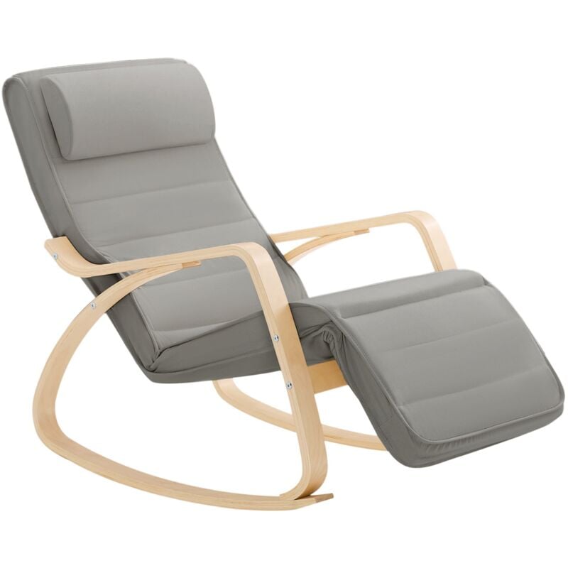 Sedia a Dondolo Poltrona Relax Poltroncina Poggia Gambe Regolabile Grigio FST16-DG - Sobuy