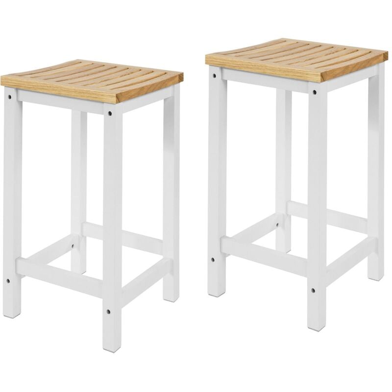 Set 2 SgabellI per Cucina Moderno SgabellI Legno massello Bianco Altezza 61 cm, Max Portata 100 kg Bianco FST29-WNX2 - Sobuy